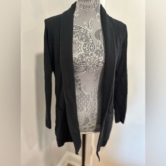 NWT J. Crew PXS Black Open Cardigan w/ Pockets. 100% Cotton. Thick.Stretchy. - Picture 1 of 16